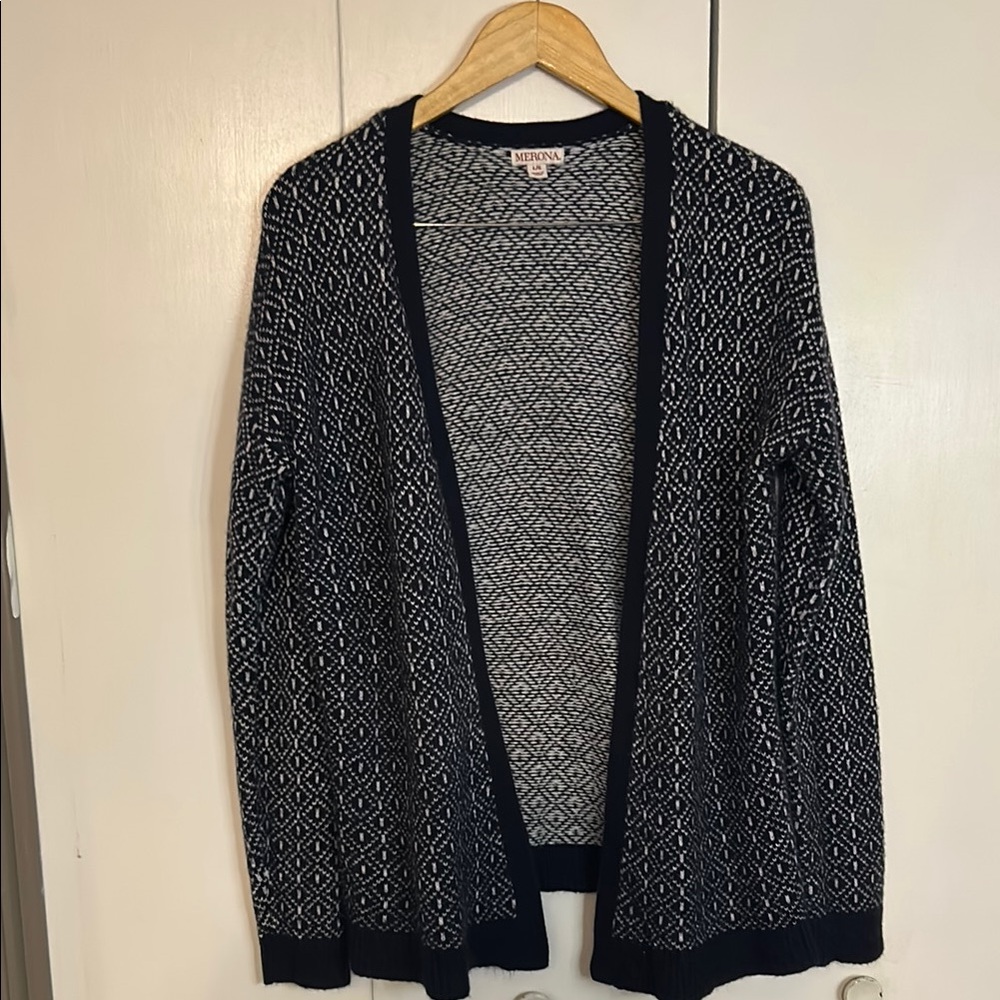 Merona Black and White Cardigan Sweater Open Knit